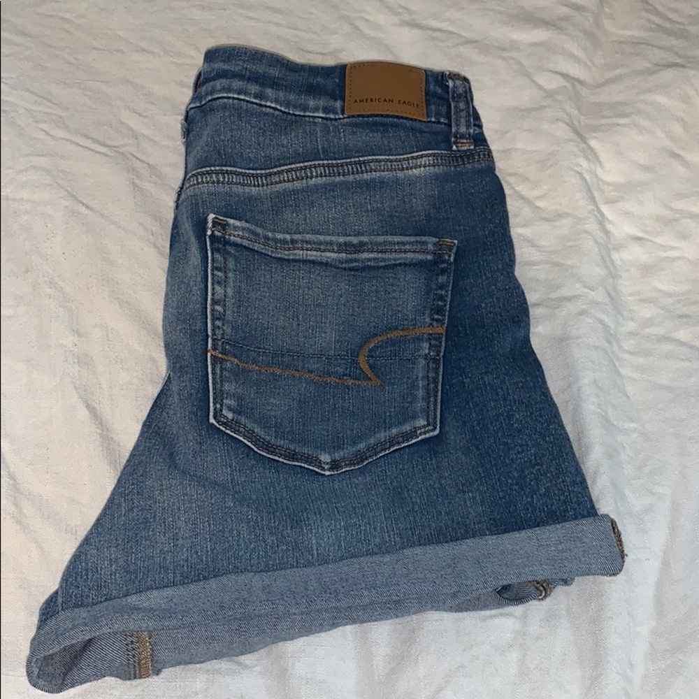 American Eagle High Rise Jean Shorts Distressed